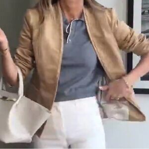 Suede jacket with scallop details